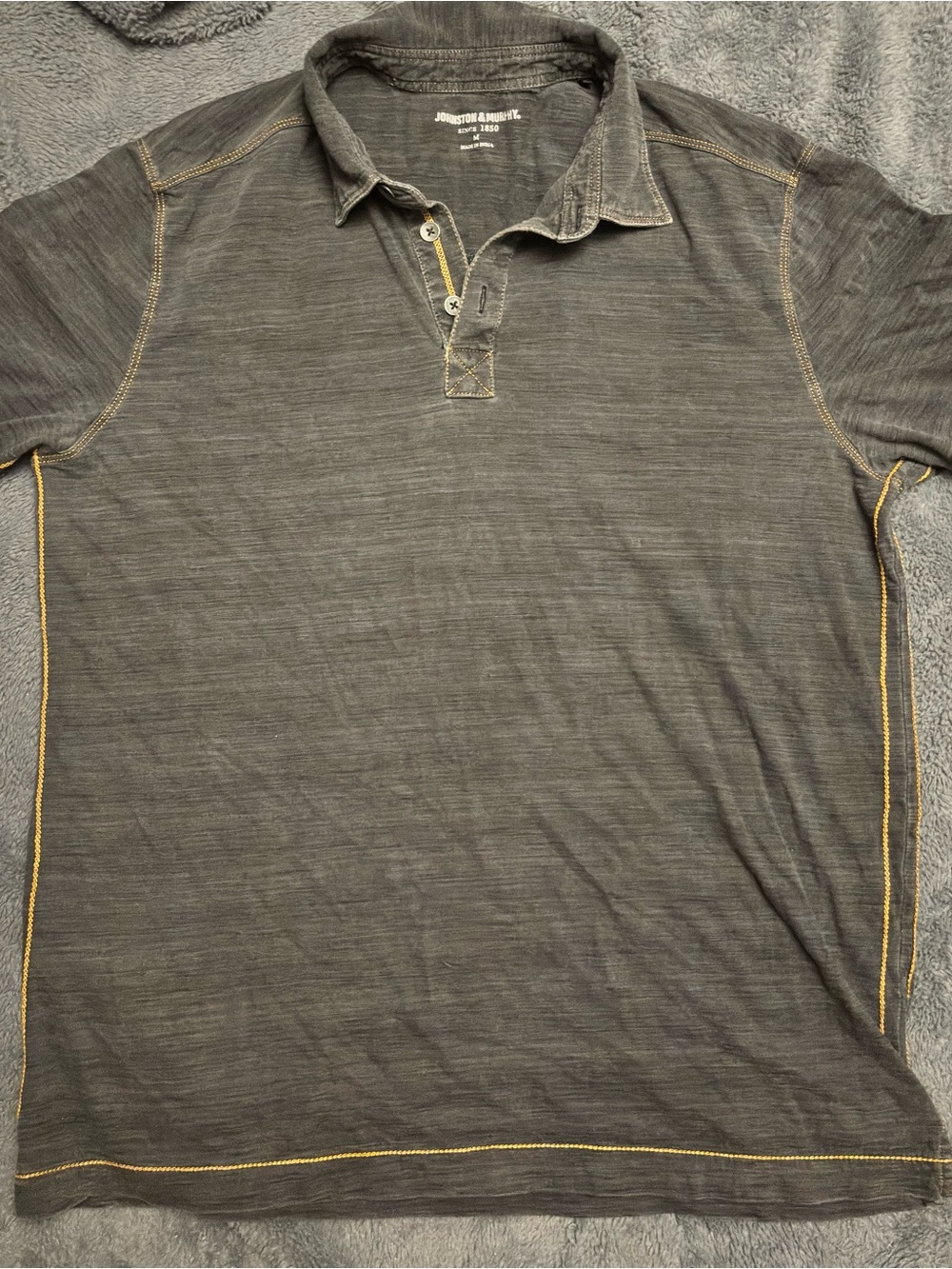 Johnston & Murphy Olive-Green Polo with Yellow Contrast Stitching